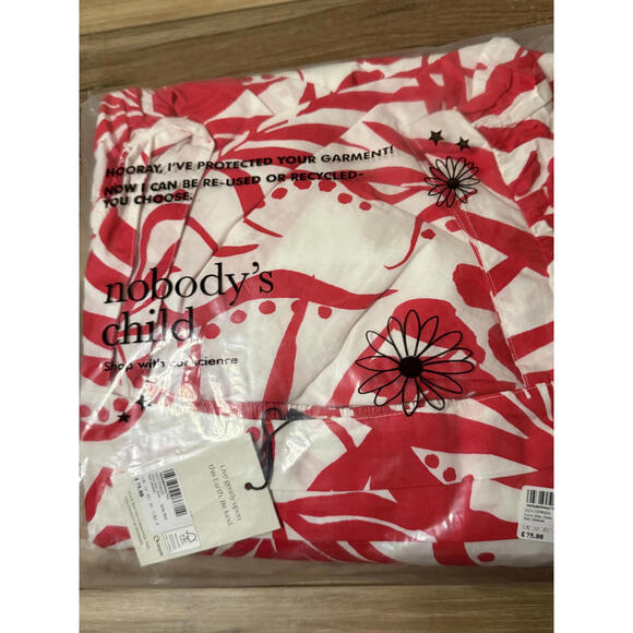 NWT! Nobody's Child Nova Print Organic Cotton Puff Sleeve Minidress Size 8 - Picture 5 of 7